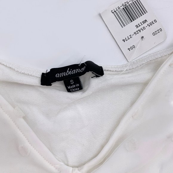 2 Brand New Tops Basic White Lace Shirt & Polka Dot Ruffle Ruched Ivory Top - Picture 10 of 14